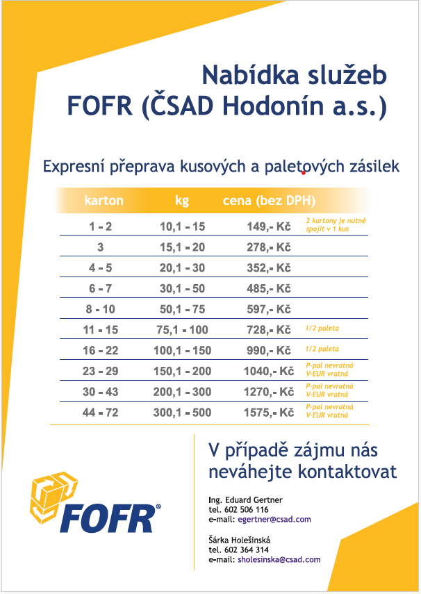 Fofr ceník